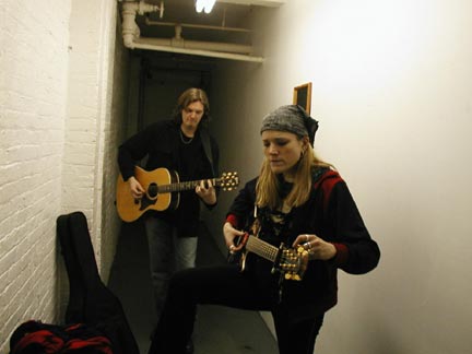 Joel and Cathy backstage at The Cutting Room.